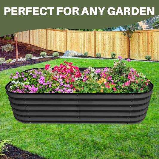 Steel Raised Garden Beds for Vegetables Flowers, Large Outdoor Planter Herbs Garden Bed Galvanised Steel (6X3X1.45 FT, Charcoal Grey)