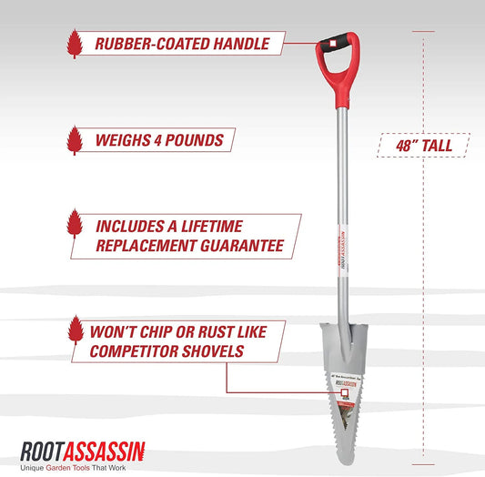 Red  Carbon Steel Shovel, 48-Inch