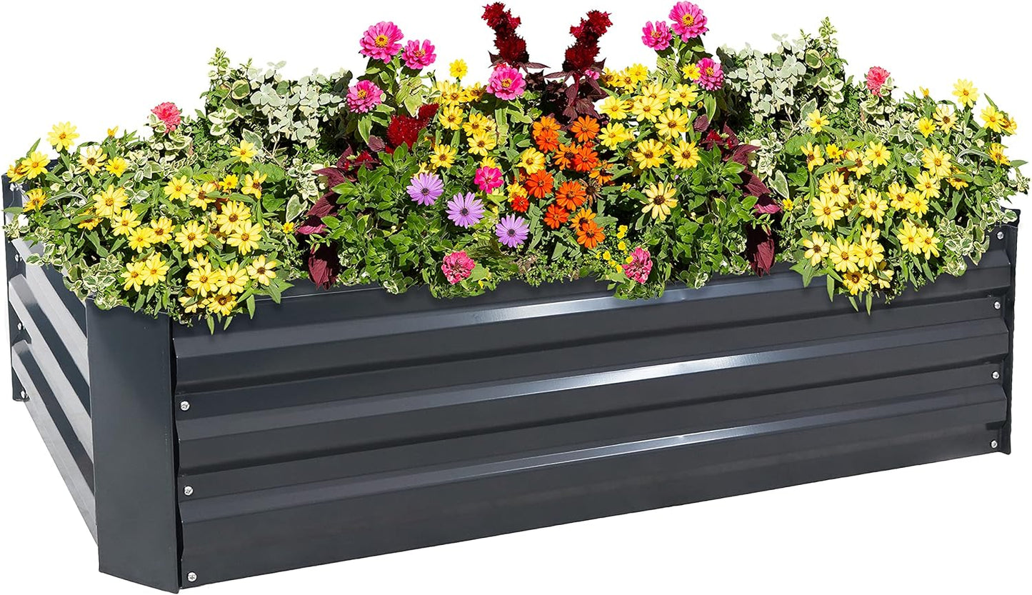 11.75" H Raised Metal Garden Bed - Galvanized Raised Garden Bed Outdoor for Vegetables and Flowers - Dark Gray - 4' X 2' Rectangle
