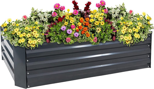 11.75" H Raised Metal Garden Bed - Galvanized Raised Garden Bed Outdoor for Vegetables and Flowers - Dark Gray - 4' X 2' Rectangle