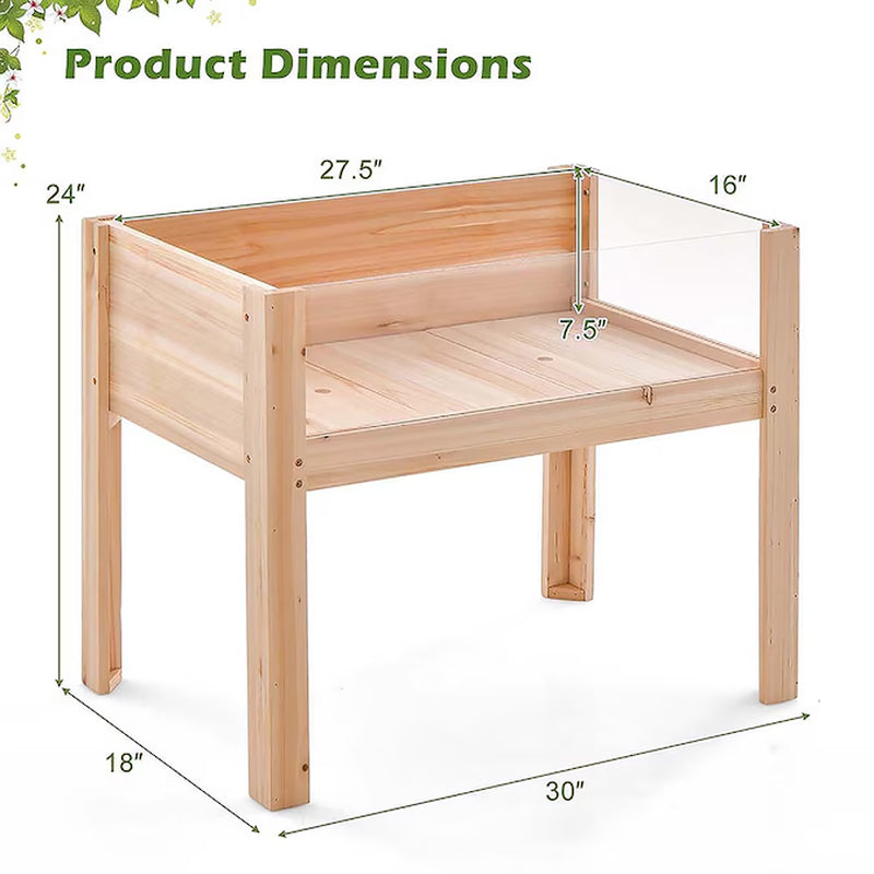 18-In W X 30-In L X 24-In H Natural Wood Raised Planter Box