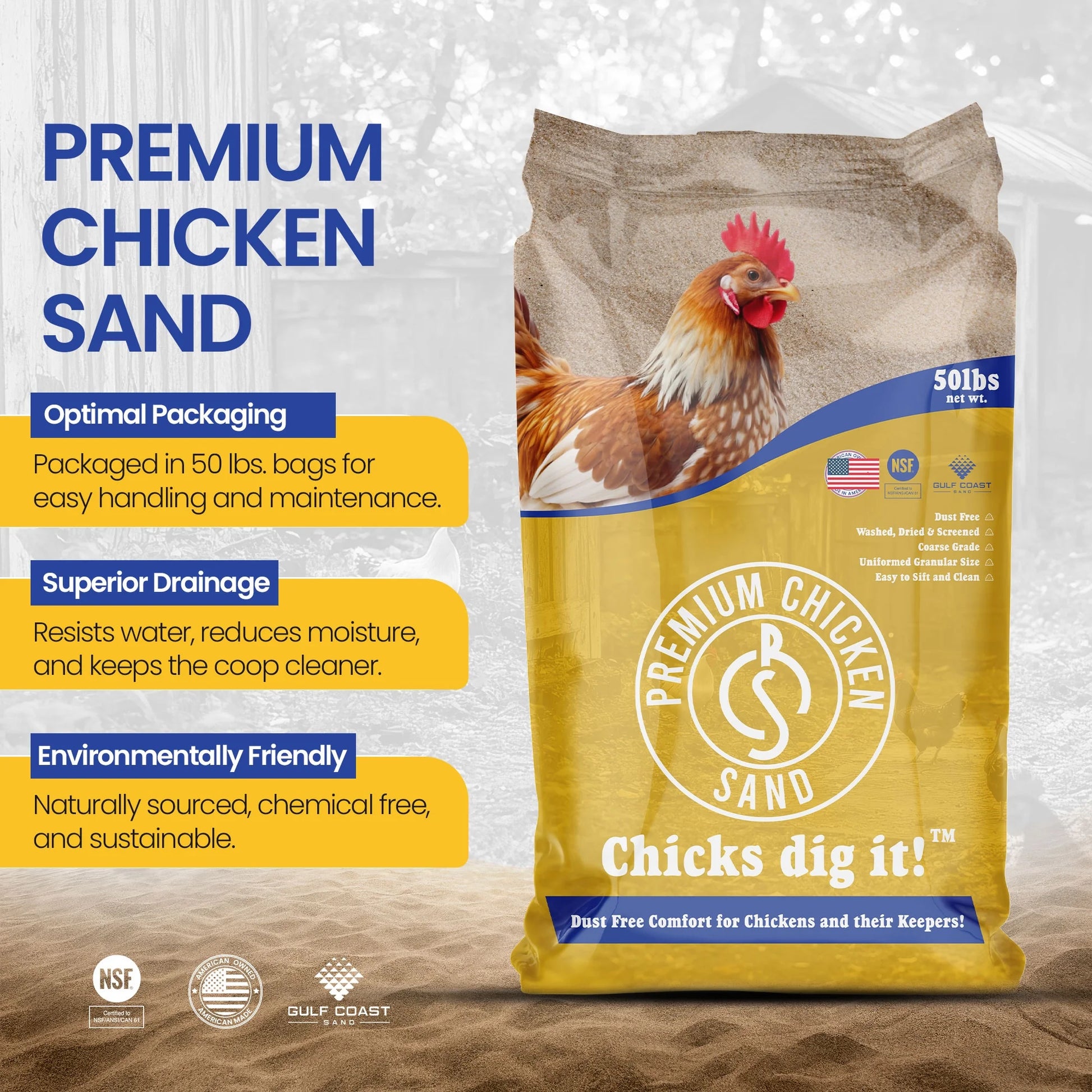 , Odor Eliminating Bedding for Chicken Coops, 50 Lb Bag