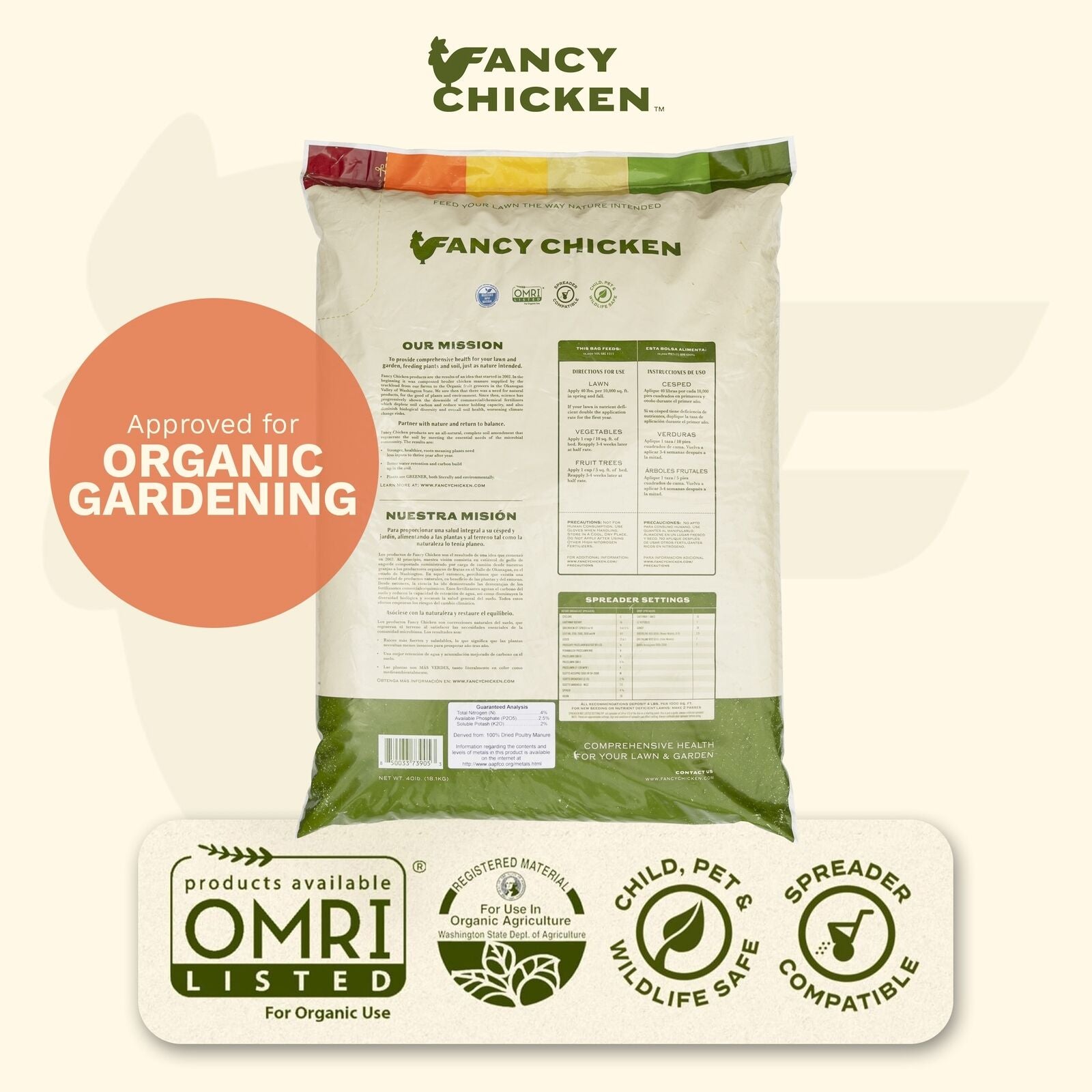 Fancy Chicken Pelleted Organic Poultry Manure Lawn & Garden Food, 40Lb