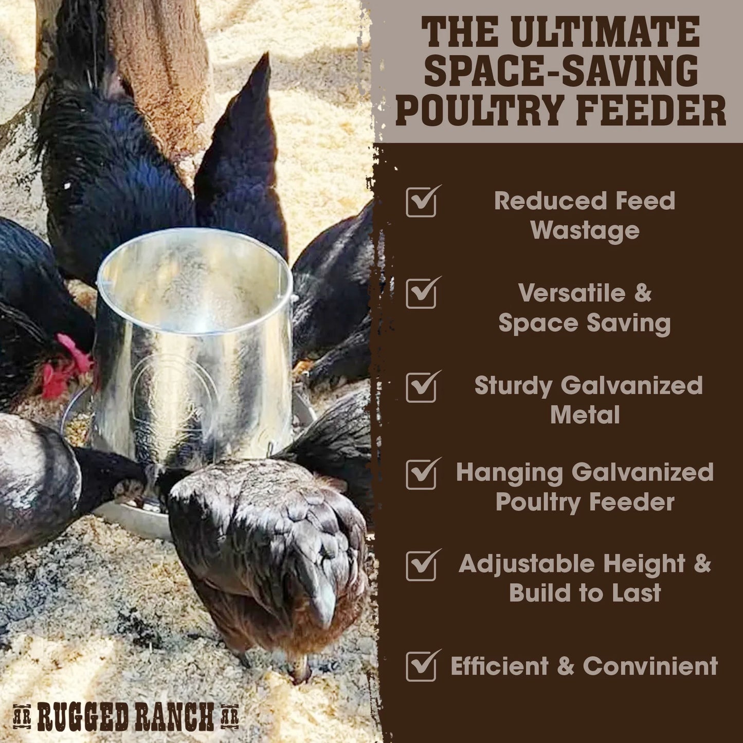Products Ruggegg 15 Pound Hanging Galvanized Poultry Feeder