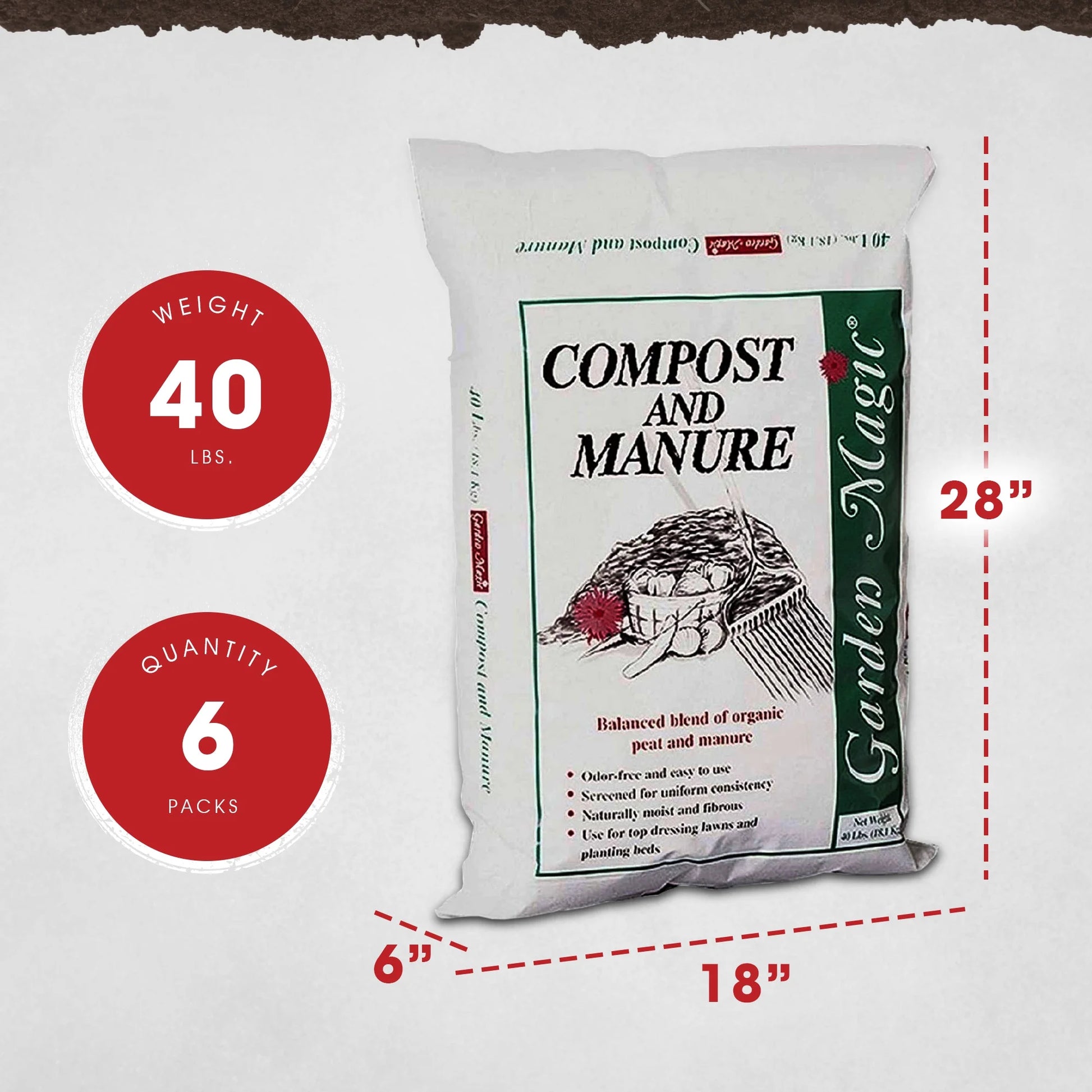 5240 Garden Compost and Manure Blend, 40 Pound Bag (6 Pack)