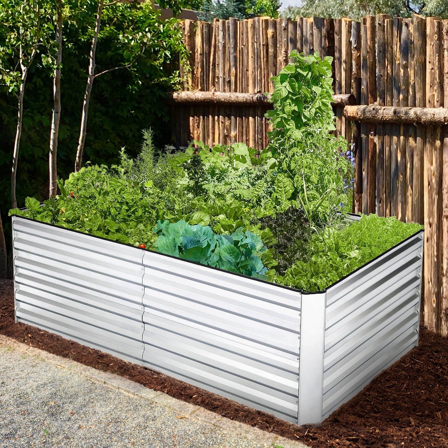 8X4X2Ft Galvanized Raised Garden Beds Large Metal Garden Beds Galvanized Steel Planter Boxes Outdoor for Vegetables Flowers Herbs