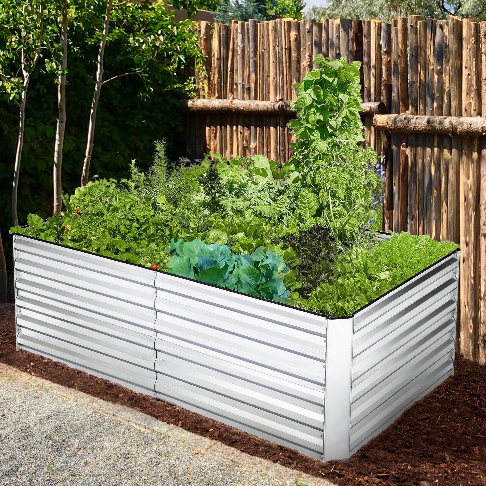 8X4X2Ft Galvanized Raised Garden Beds Large Metal Garden Beds Galvanized Steel Planter Boxes Outdoor for Vegetables Flowers Herbs