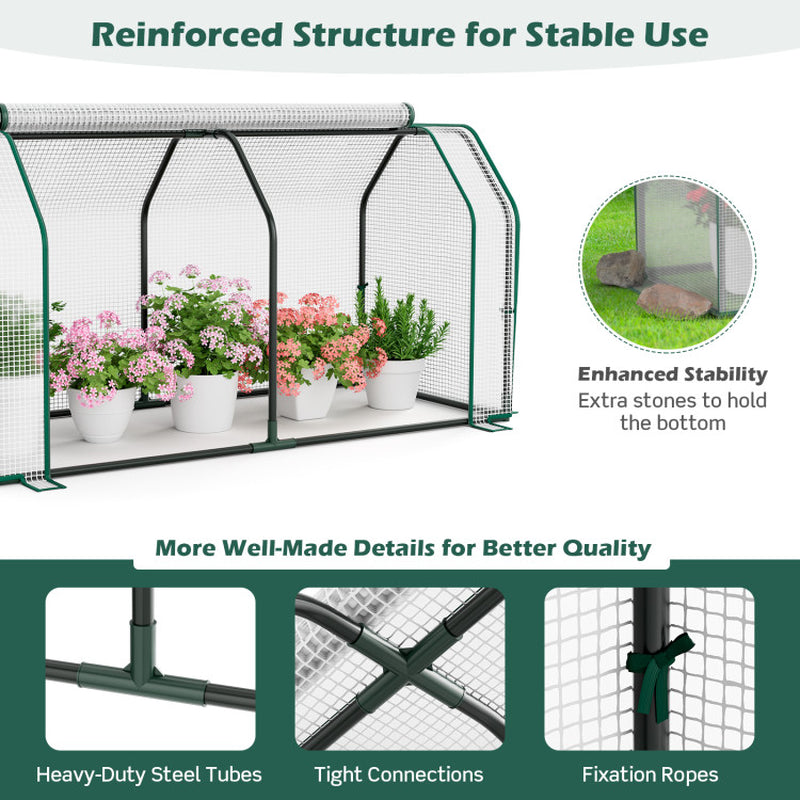 47.5 X 21.5 X 24 Inch Mini Greenhouse with Roll-Up Zipper Door