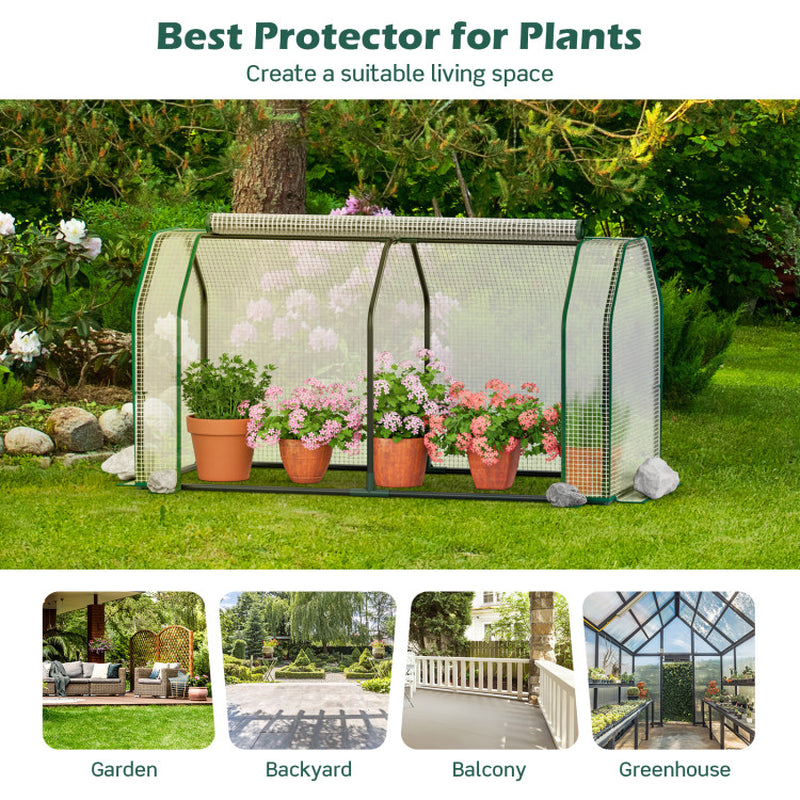 47.5 X 21.5 X 24 Inch Mini Greenhouse with Roll-Up Zipper Door