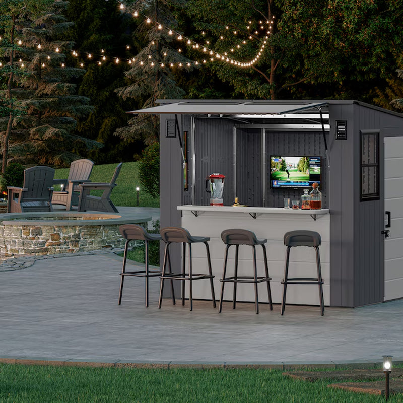 8-Ft X 7-Ft Entertainment Cabana Gray Lean-To Resin Storage Shed (Floor Included)