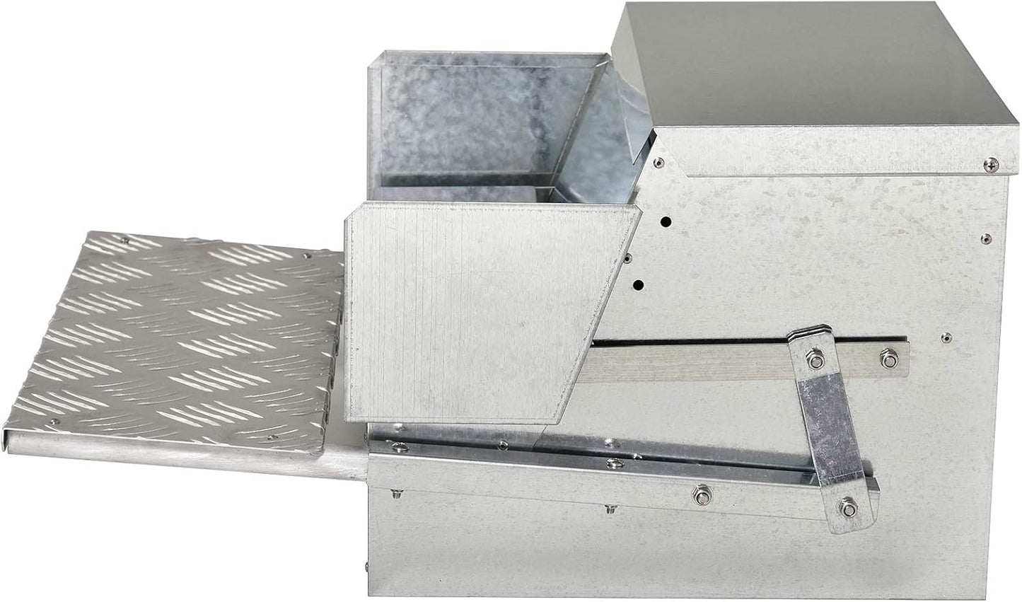 30 Lbs Capacity Automatic Chicken Poultry Feeder with a Galvanized Steel and Aluminium Build, Weatherproof Design