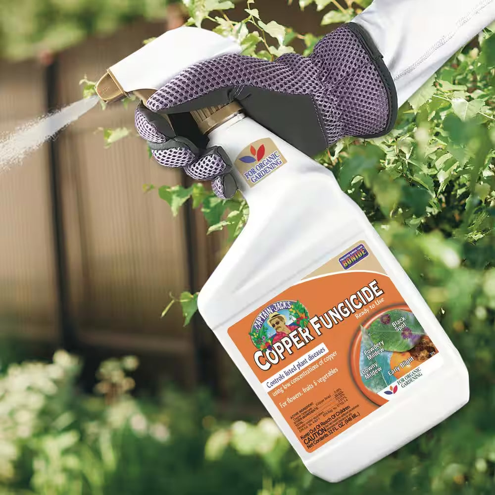 Captain Jack'S Copper Fungicide, 32 Oz. Ready-To-Use Spray for Organic Gardening, Controls Common Diseases