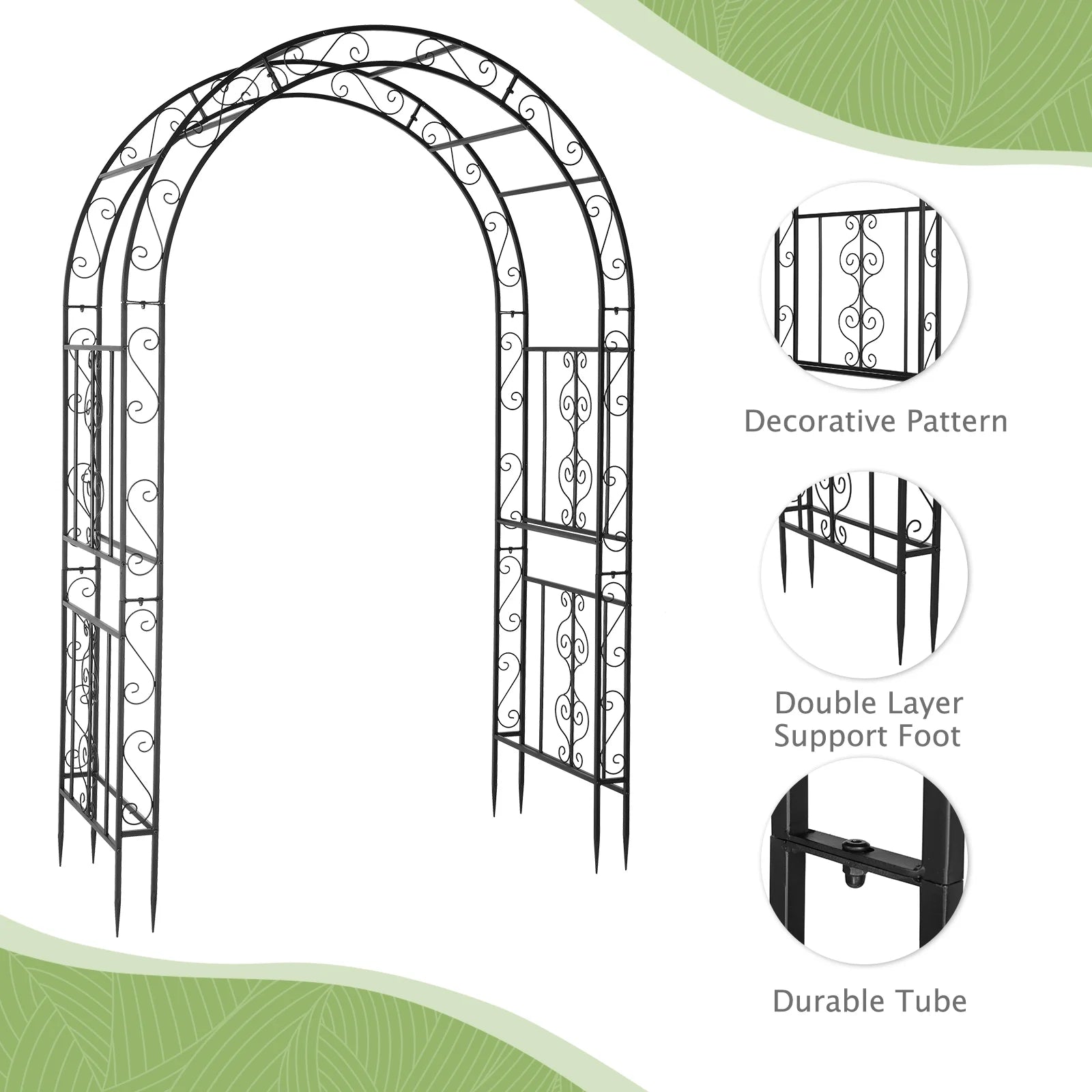 Metal Garden Arch 7Ft Garden Trellis Arch Arbor for Climbing Plant Outdoor Wedding