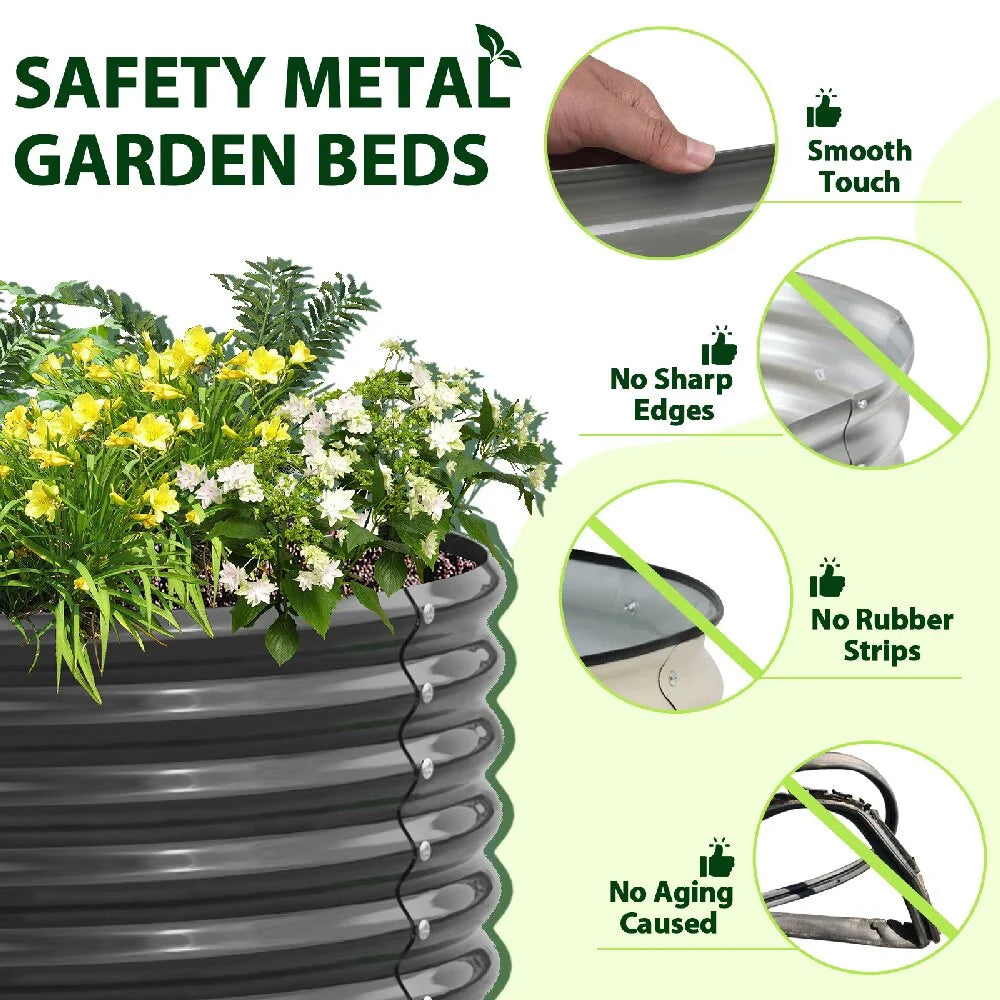 12Ft X3Ft X1.5Ft Galvanized Raised Garden Beds, Gray