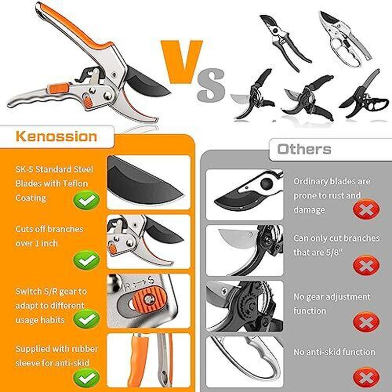 Garden Ratchet Pruning Shears Tree Trimmer Hand Pruner Shears for Branch Flowers