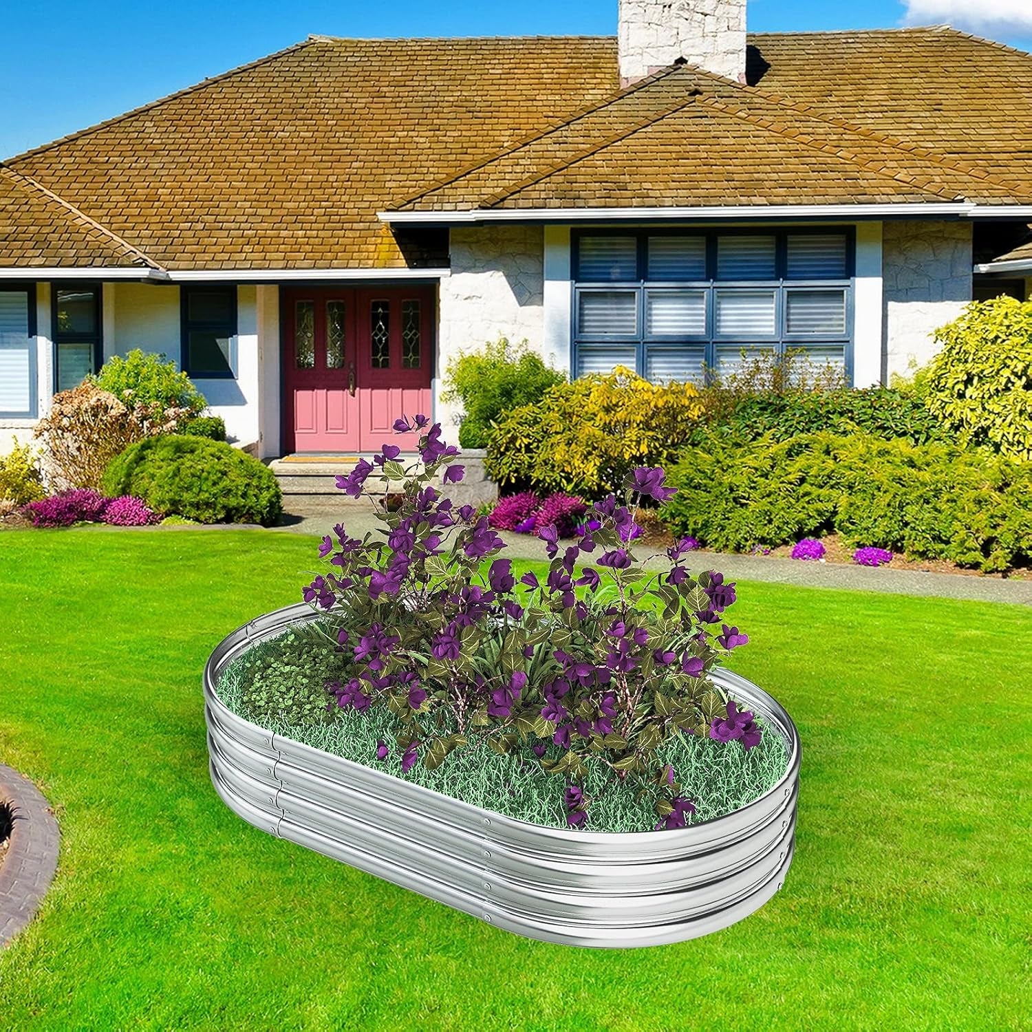 YIROCK UUKING Galvanized Raised Garden Boxes for Vegetables, Planter Raised Beds for Growing Fresh Veggies, Flowers, Herbs, and Succulents, 5X3X1Ft