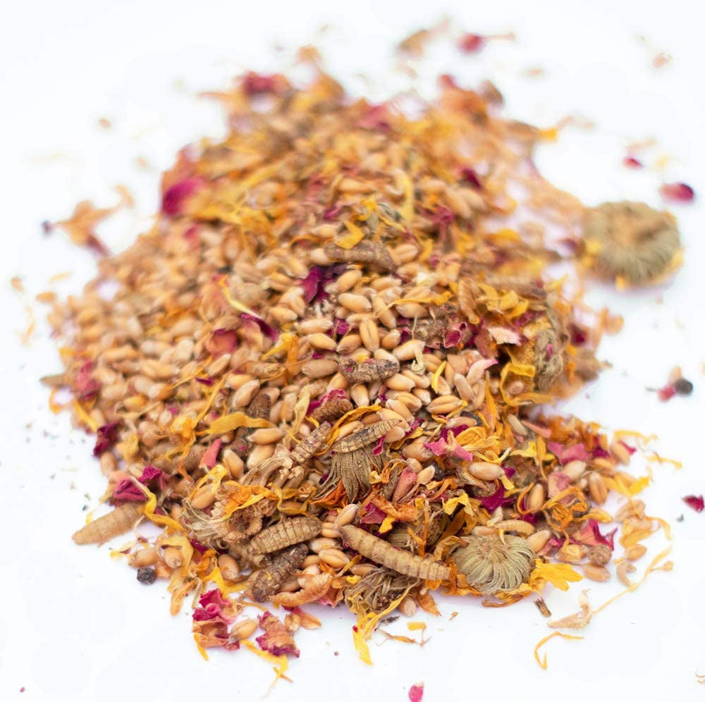 Backyard Chicken High Protein Herbal Treat with Dried River Shrimp, Black Soldier Fly Larvae, Mealworms, Basil, Hibiscus Flowers, Rose Petals (Powerhen) (4 Pounds)