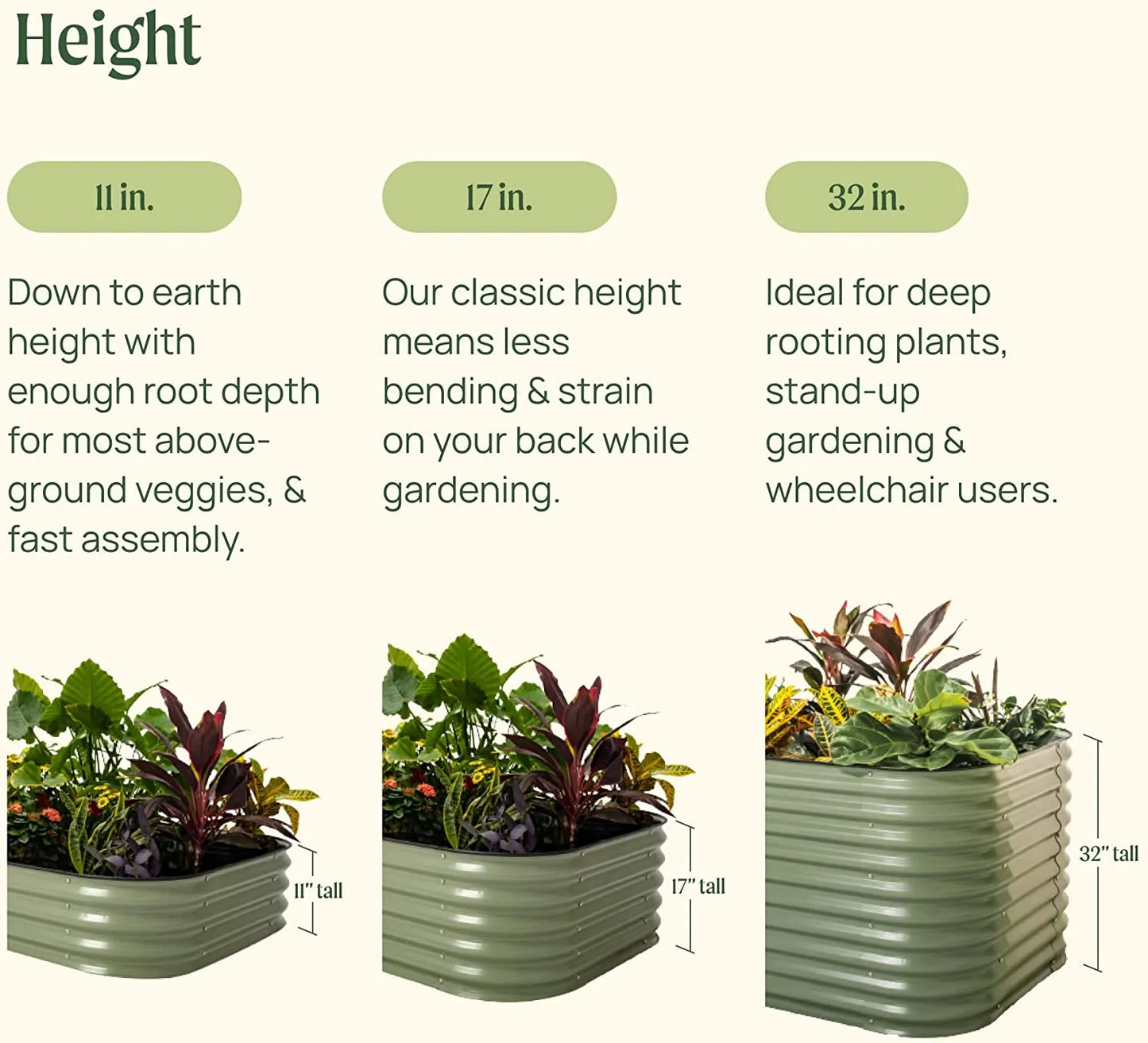17" Tall 9 in 1 Raised Gardening Bed 8Ftx2Ft Metal Outdoor Planter Modern Gray