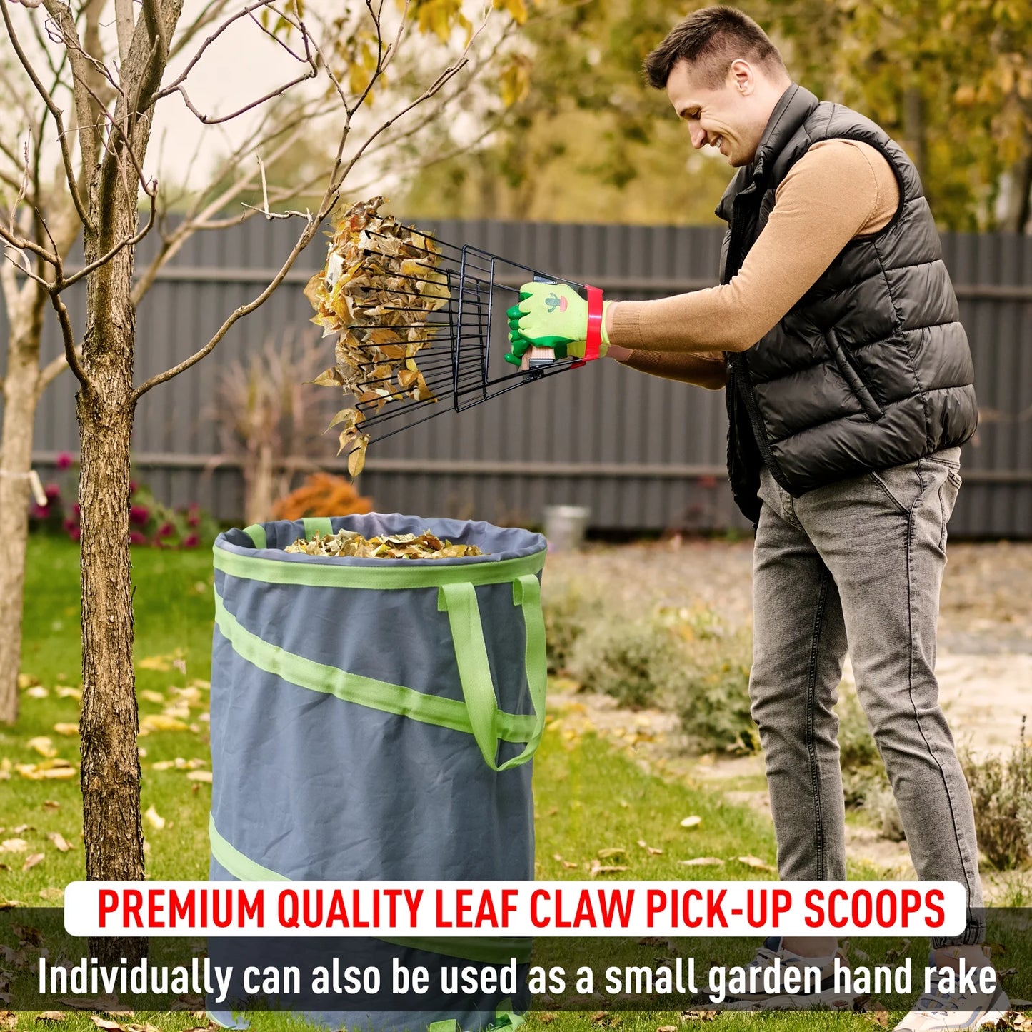 Leaf Scoops Steel, Leaf Claws Hand Rakes for Picking up Leaves, Garden Large Leaf Grabber