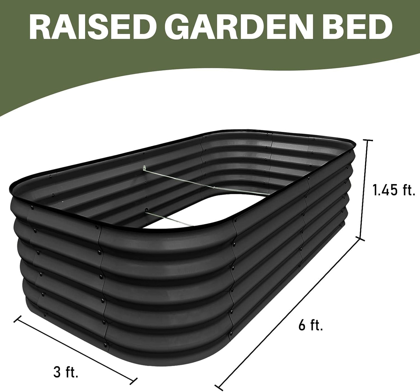 Steel Raised Garden Beds for Vegetables Flowers, Large Outdoor Planter Herbs Garden Bed Galvanised Steel (6X3X1.45 FT, Charcoal Grey)