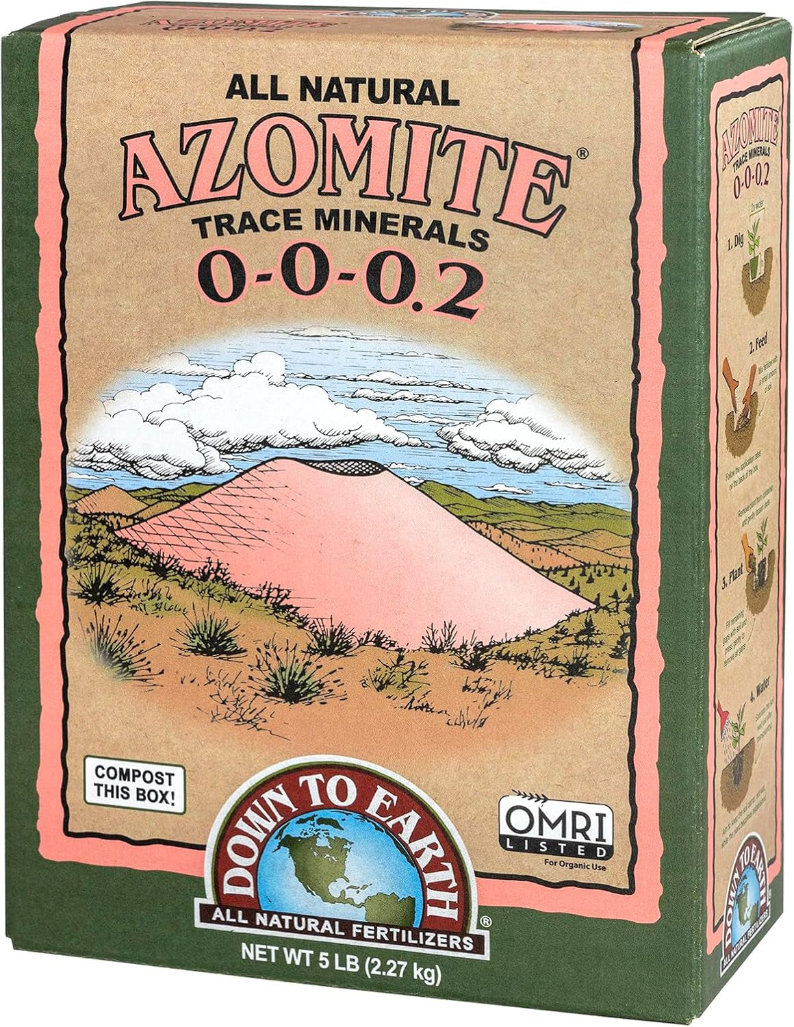 Down to Earth Organic White Azomite Powder for Improving Plant Growth 0-0-0.2, 5 Lb