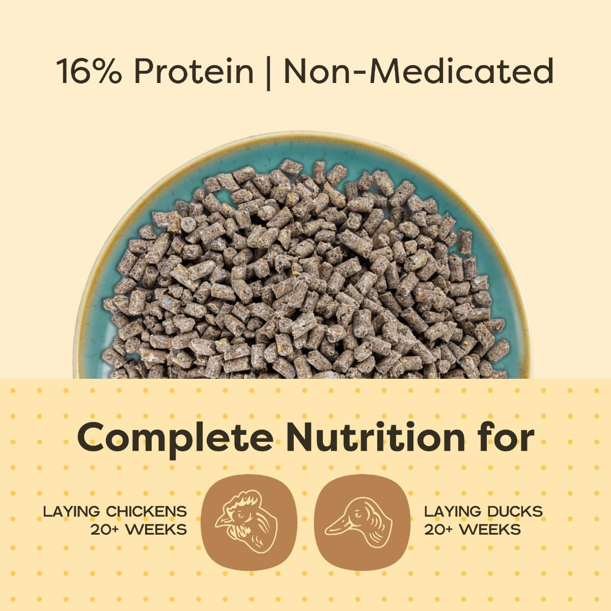 Scratch and Peck Whole Grain Layer Pellets Chicken and Duck Feed - 25 Lbs Bag - Corn-Free and Soy-Free - 16% Protein, Certified Organic and Non-Gmo Project Verified Chicken Food