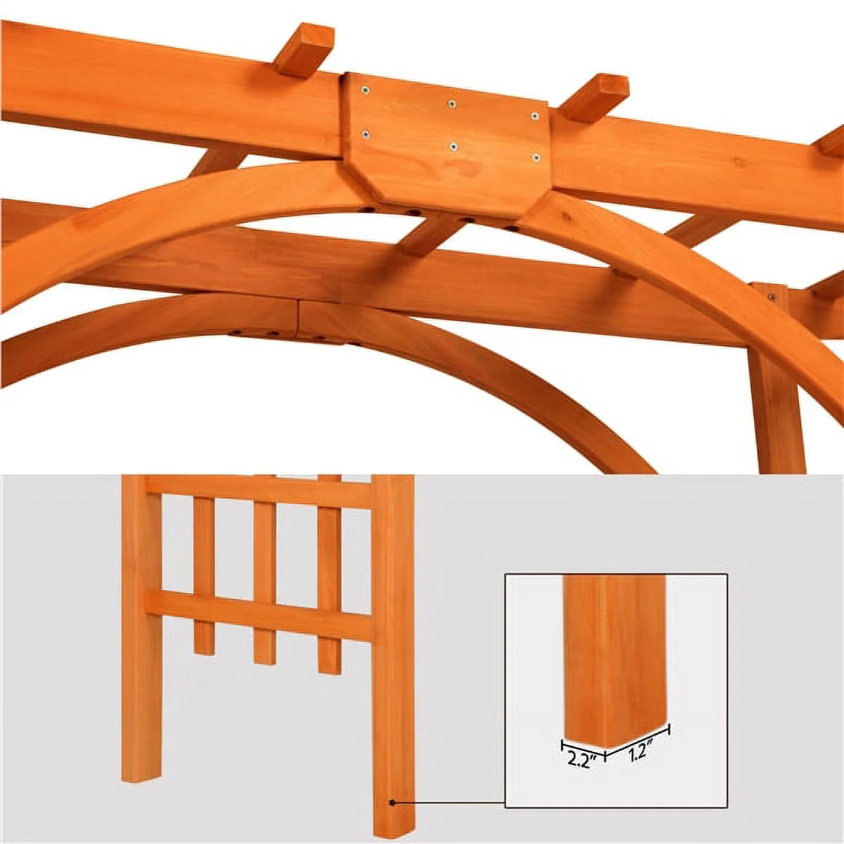 7 Foot Wood Arbor Arch Trellis for Garden, Natural Wood Color