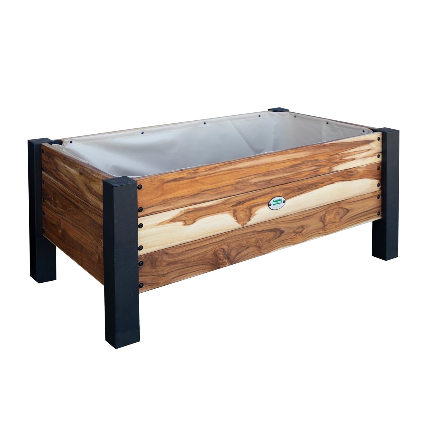 48" Teak Wood Garden Bed Planter Box, Galvanized Steel Legs