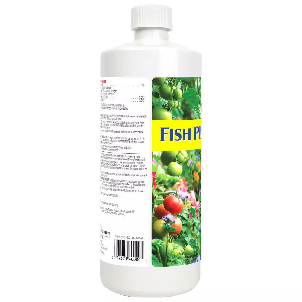 32 Oz. (1 Qt.) Organic Gardening Liquid Fish Emulsion Plant Food Fertilizer Concentrate 5-1-1