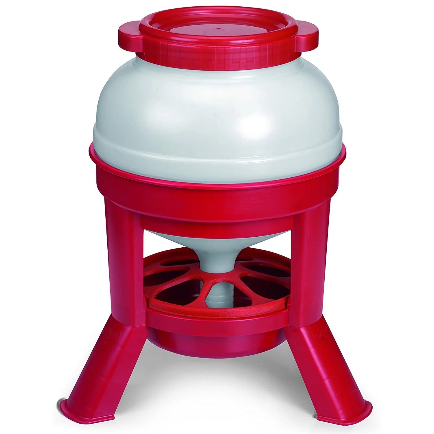 35 Pound Plastic Poultry Chicken Dome Feeder with Lid, Red