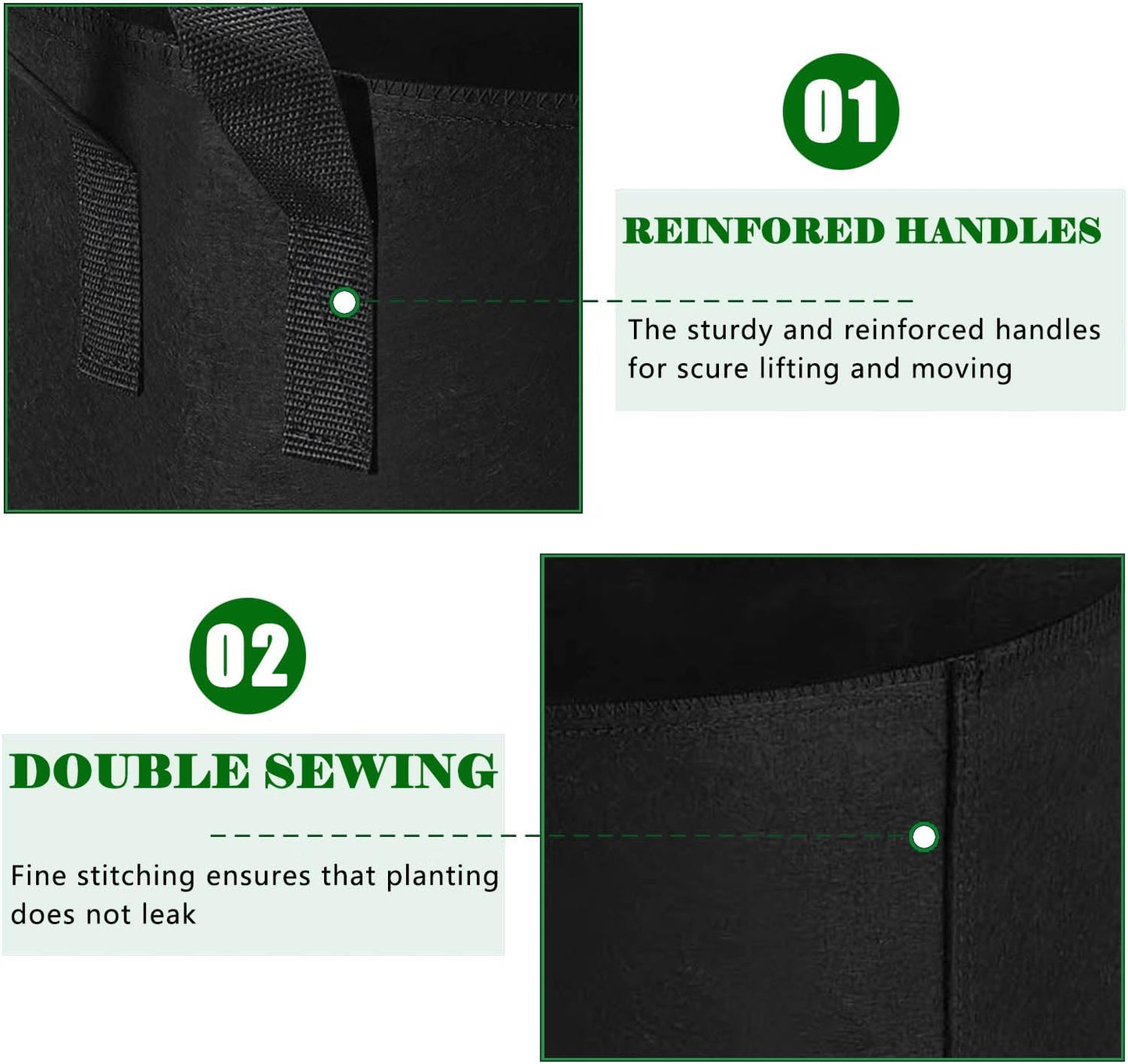 12-Pack 5 Gallon Plant Grow Bags Heavy Duty Thickened Nonwoven Fabric Pots with Handles