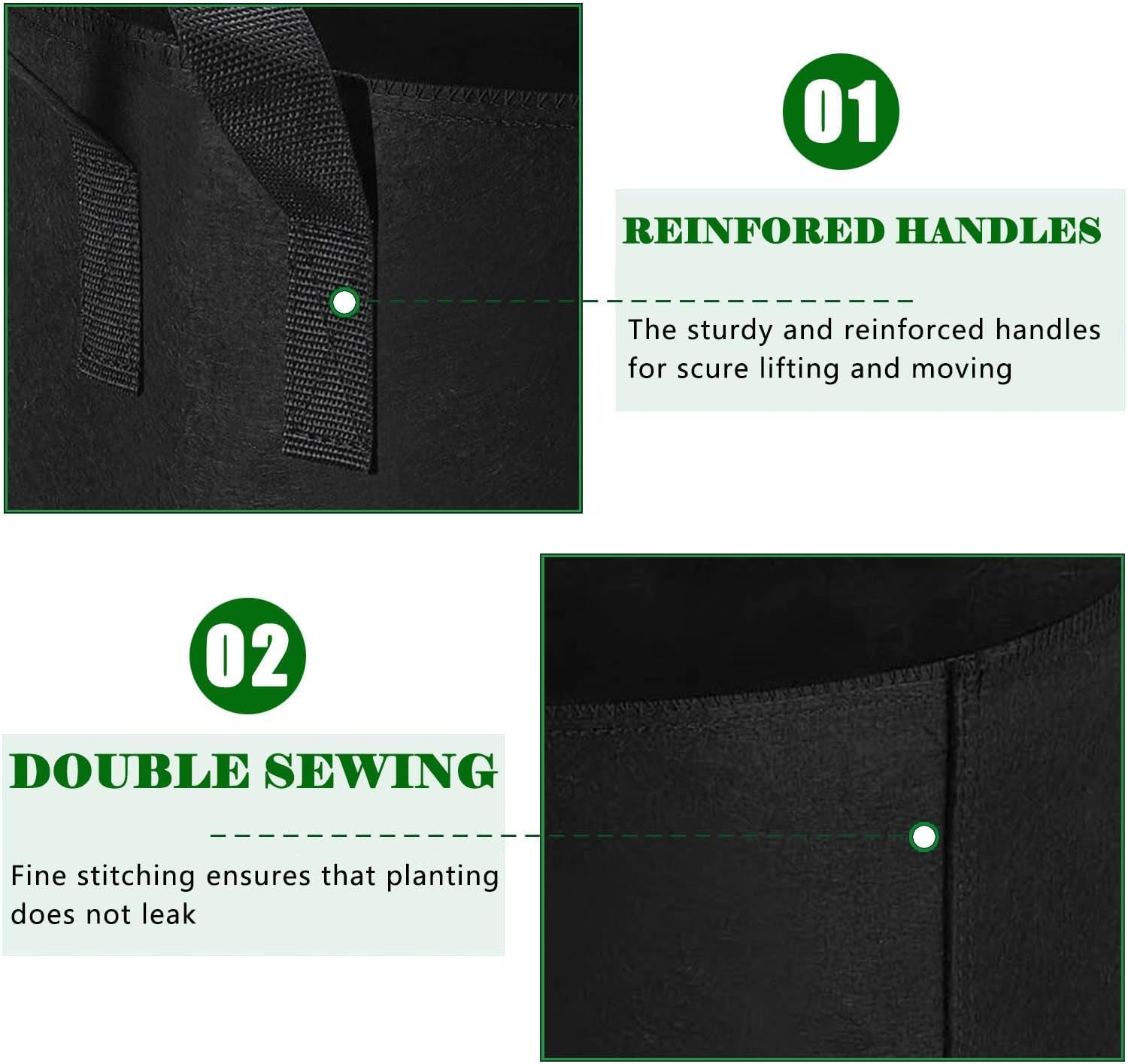 12-Pack 5 Gallon Plant Grow Bags Heavy Duty Thickened Nonwoven Fabric Pots with Handles