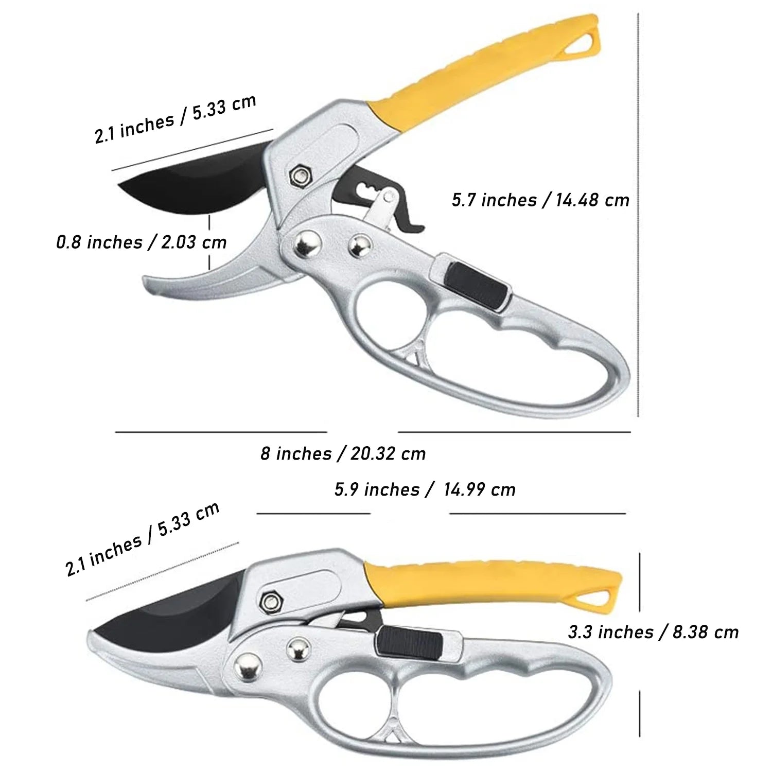 Labor-Saving 7.8 Oz Ratcheting Hand Pruners & Loppers with Ergonomic Non Slip Handle