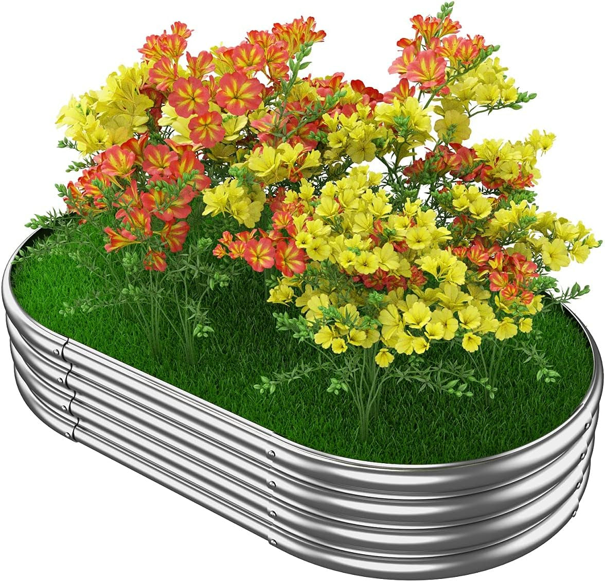 YIROCK UUKING Galvanized Raised Garden Boxes for Vegetables, Planter Raised Beds for Growing Fresh Veggies, Flowers, Herbs, and Succulents, 5X3X1Ft