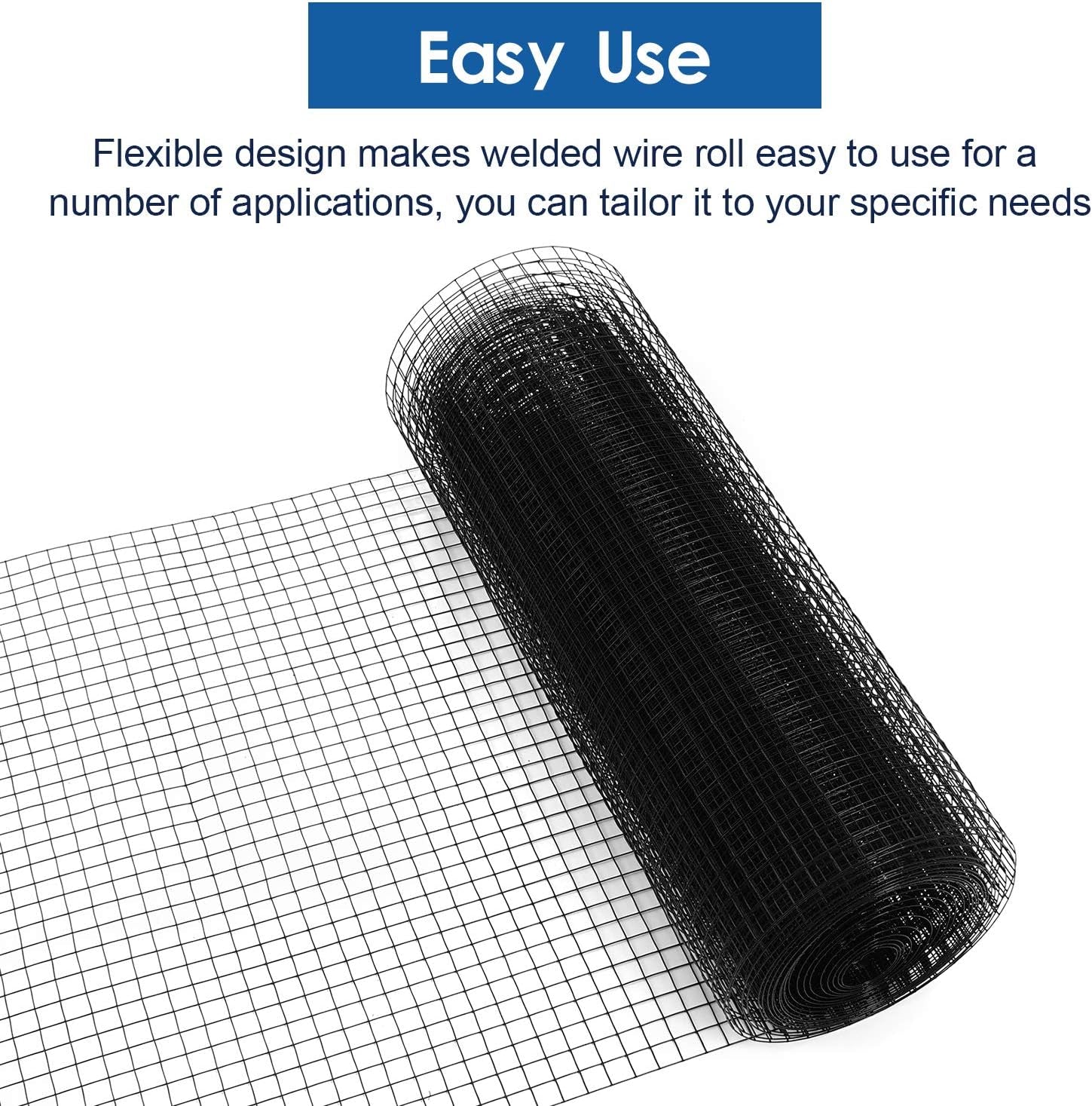 48'' X 50' 1/4Inch Hardware Cloth 19 Gauge Black Vinyl Coated Welded Fence Mesh for Home and Garden Fence and Home Improvement Project (48'' X 50')