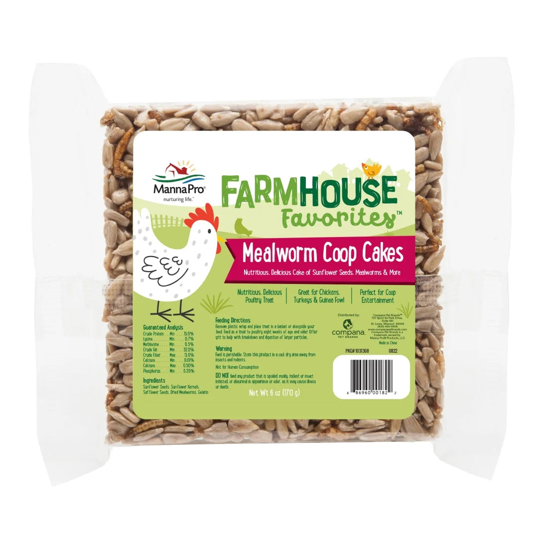 (2 Pack)  Farmhouse Favorites Mealworm Coop Cakes for Chickens, Ducks and Geese - 3Pk
