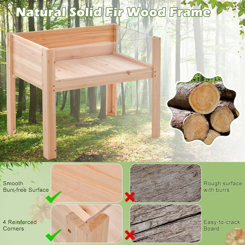 18-In W X 30-In L X 24-In H Natural Wood Raised Planter Box