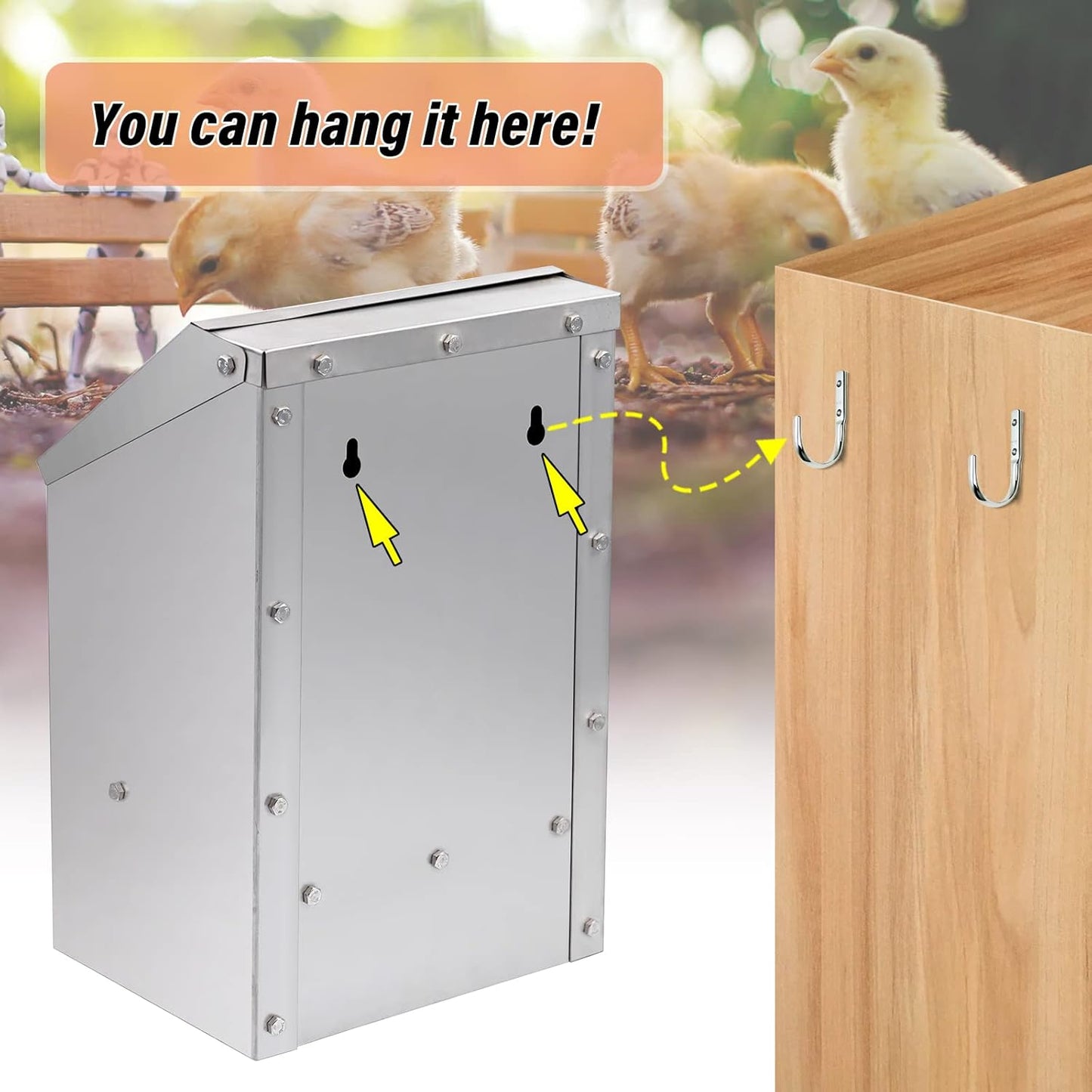 Stainless Steel Wall Mounted Chicken Feeder Hanging Automatic Poultry Feeder Wit