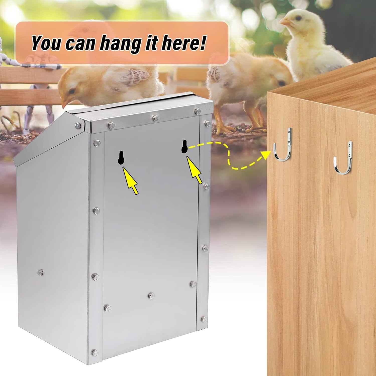 Stainless Steel Wall Mounted Chicken Feeder Hanging Automatic Poultry Feeder Wit
