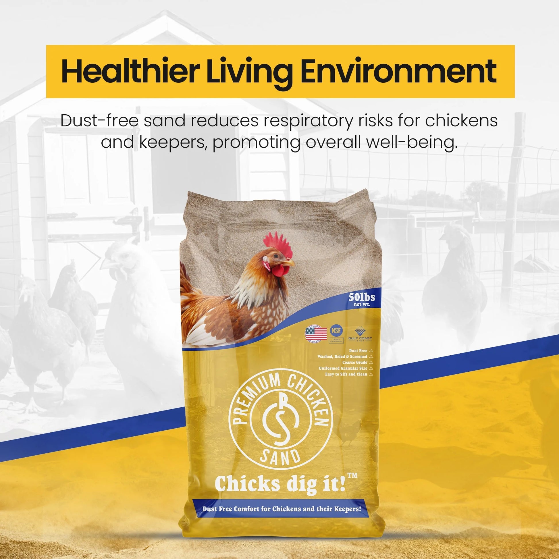 , Odor Eliminating Bedding for Chicken Coops, 50 Lb Bag
