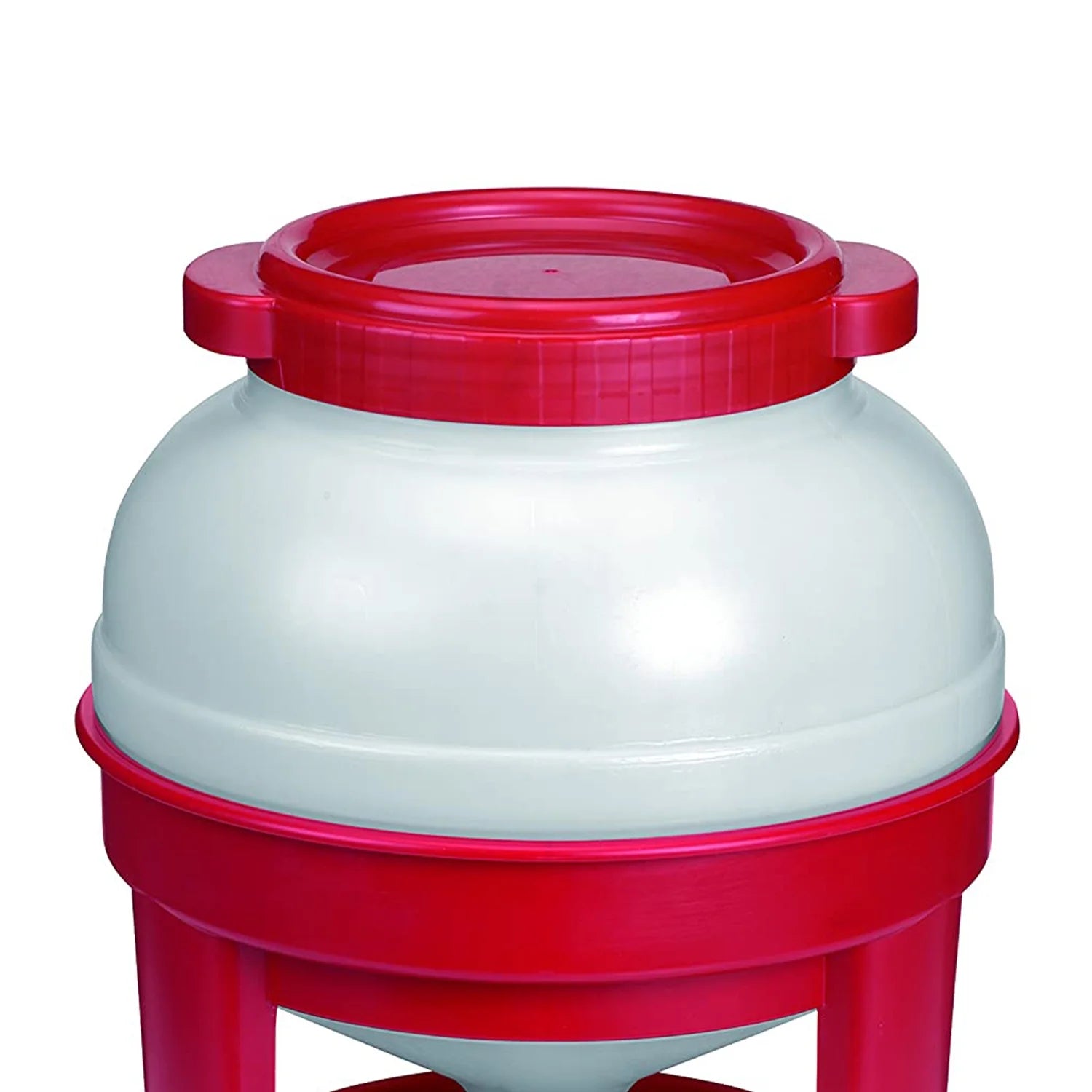 35 Pound Plastic Poultry Chicken Dome Feeder with Lid, Red