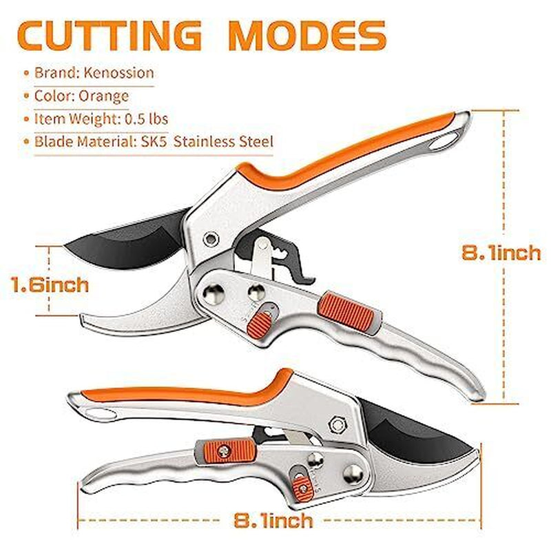 Garden Ratchet Pruning Shears Tree Trimmer Hand Pruner Shears for Branch Flowers