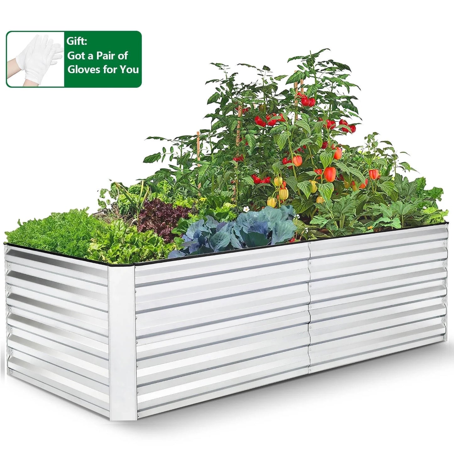 8X4X2Ft Galvanized Raised Garden Beds Large Metal Garden Beds Galvanized Steel Planter Boxes Outdoor for Vegetables Flowers Herbs