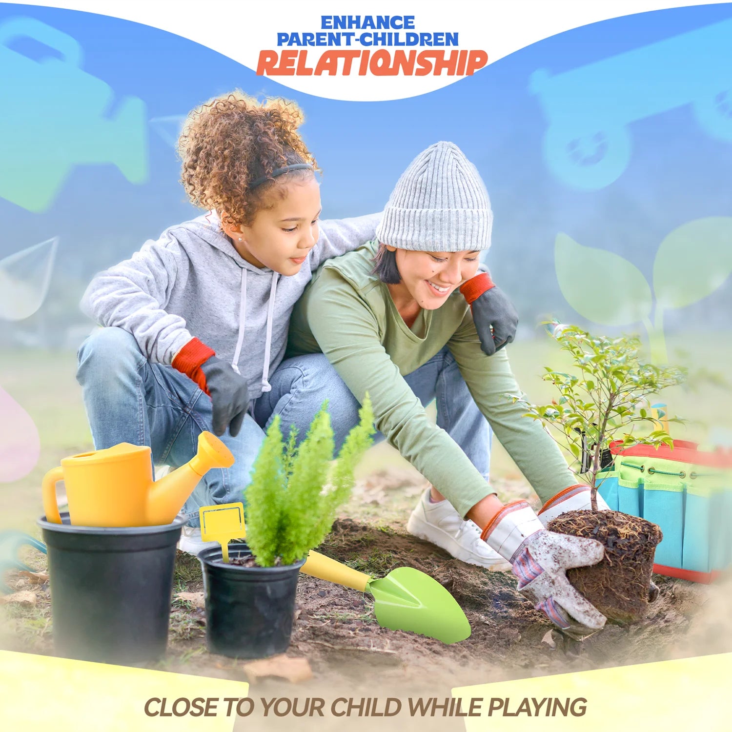 Metal and Wood Play Gardening Tools Set for Kids
