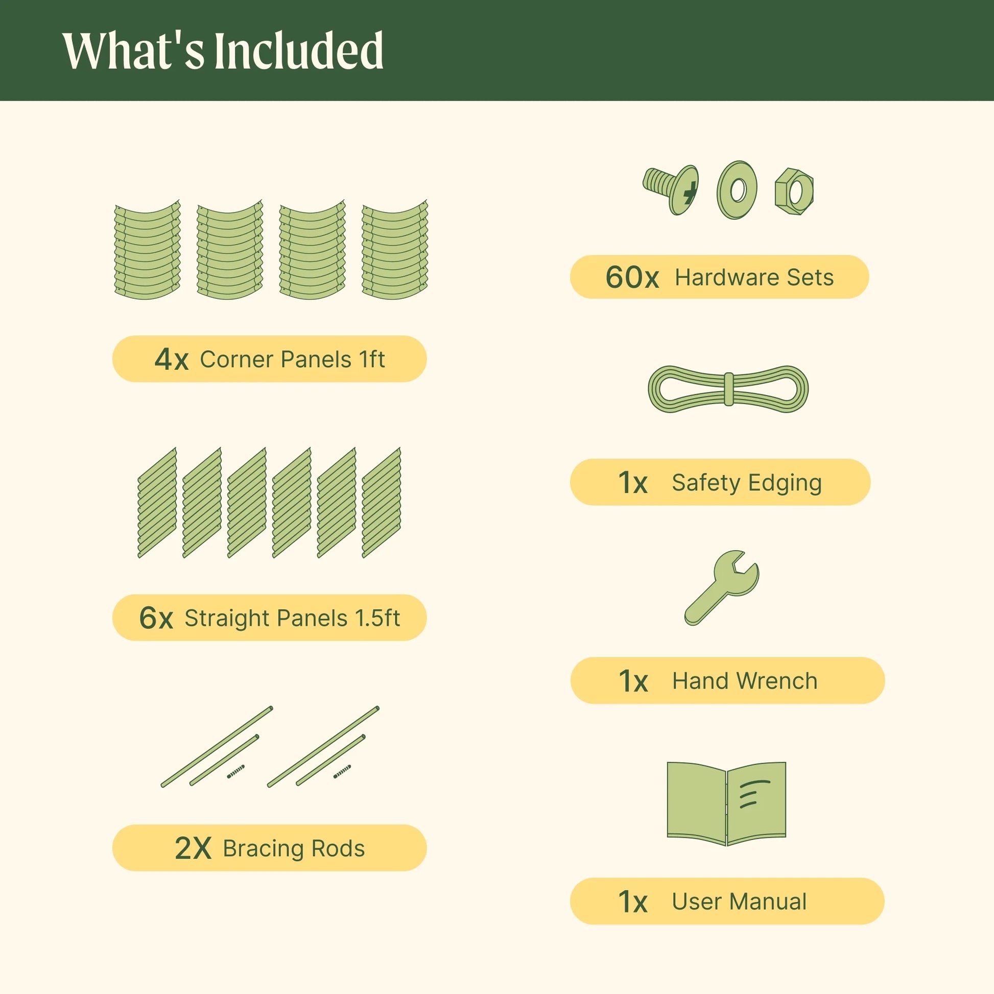 Raised Gardening Bed Kits 32" Extra Tall 6 in 1 3.5Ftx5Ft Modular Metal Planter Olive Green