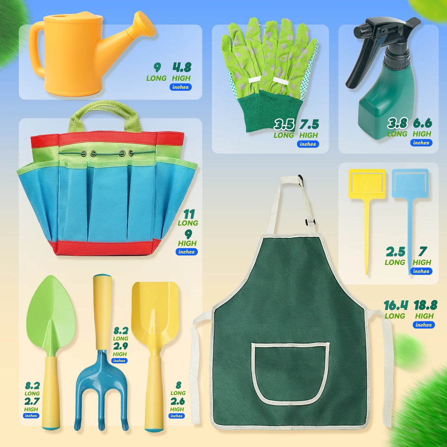 Metal and Wood Play Gardening Tools Set for Kids