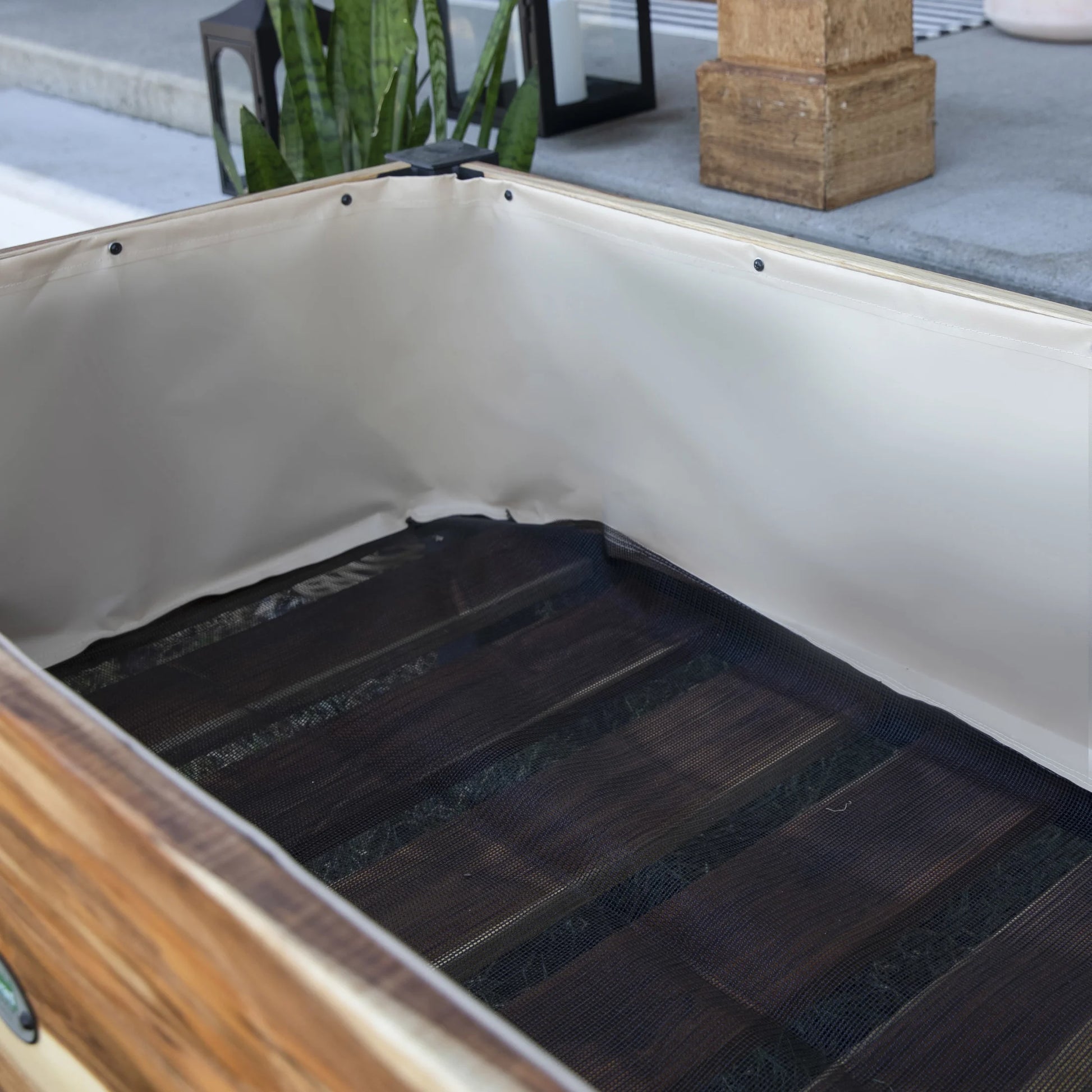 48" Teak Wood Garden Bed Planter Box, Galvanized Steel Legs