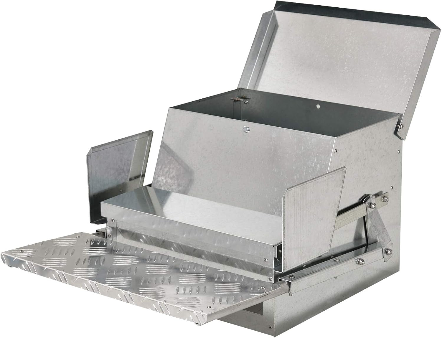30 Lbs Capacity Automatic Chicken Poultry Feeder with a Galvanized Steel and Aluminium Build, Weatherproof Design