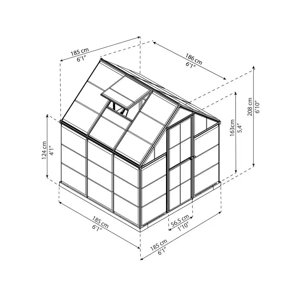 Harmony 6 Ft. X 6 Ft. Silver/Clear DIY Greenhouse Kit