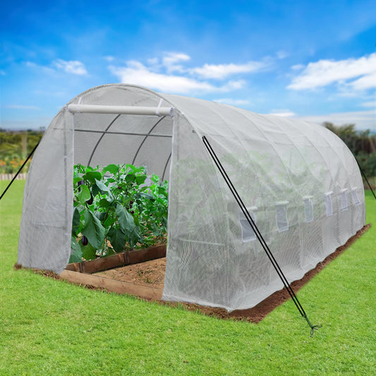 20'X10'X7' Heavy Duty Greenhouses Large Walk-In Greenhouse Tunnel Green Houses Outdoor Gardening Upgraded Galvanized Steel Stake Ropes Zipper Door 7 Crossbars Garden, White